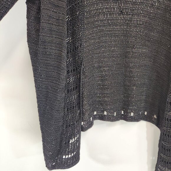 Kroshetta Crocheted Beaded Black Cardigan Y2K Size Medium - Picture 2 of 12